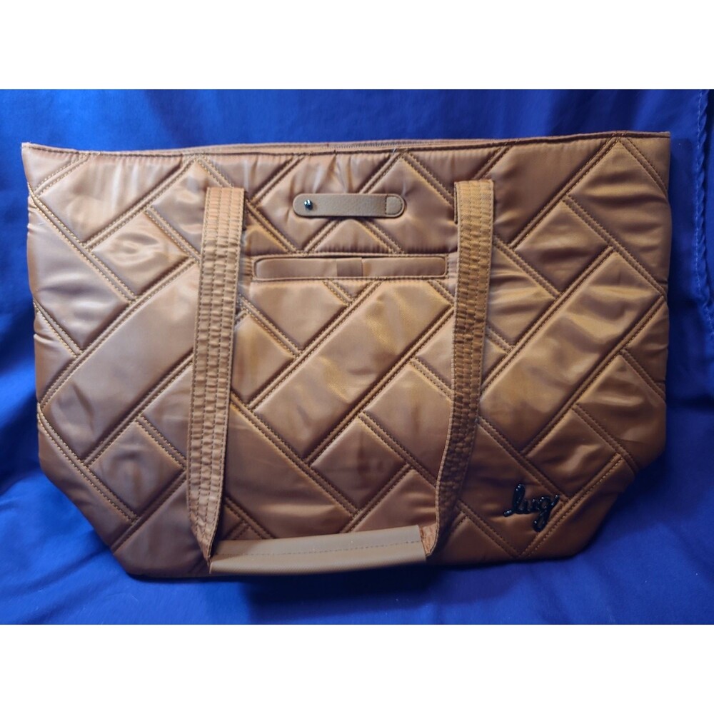Lug Skyliner Womens Tote Bag - Copper Brown Quilted Zip Pocket Trolley Sleeve